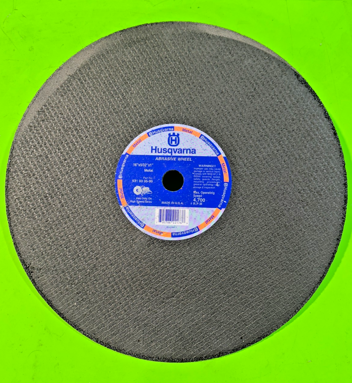 NEW Husqvarna Abrasive Wheel 531030599 16" x 5" x 1" Metal4