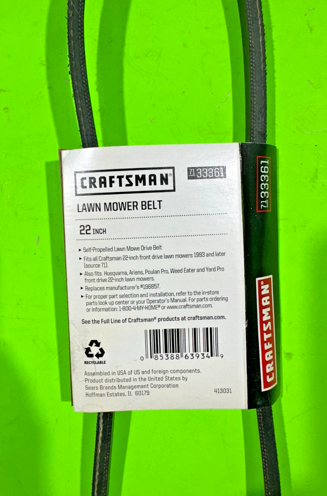 NEW OEM Craftsman 33361 Belt for 22 inch Lawn Mower 5 Pack (532196857, 196857)1