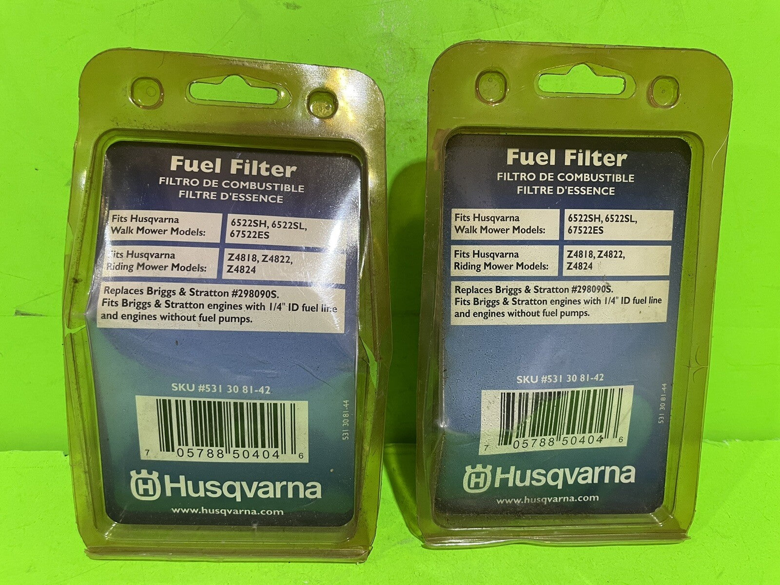 3 Pack of Genuine Husqvarna 531308142, 298090S Fuel Filters1