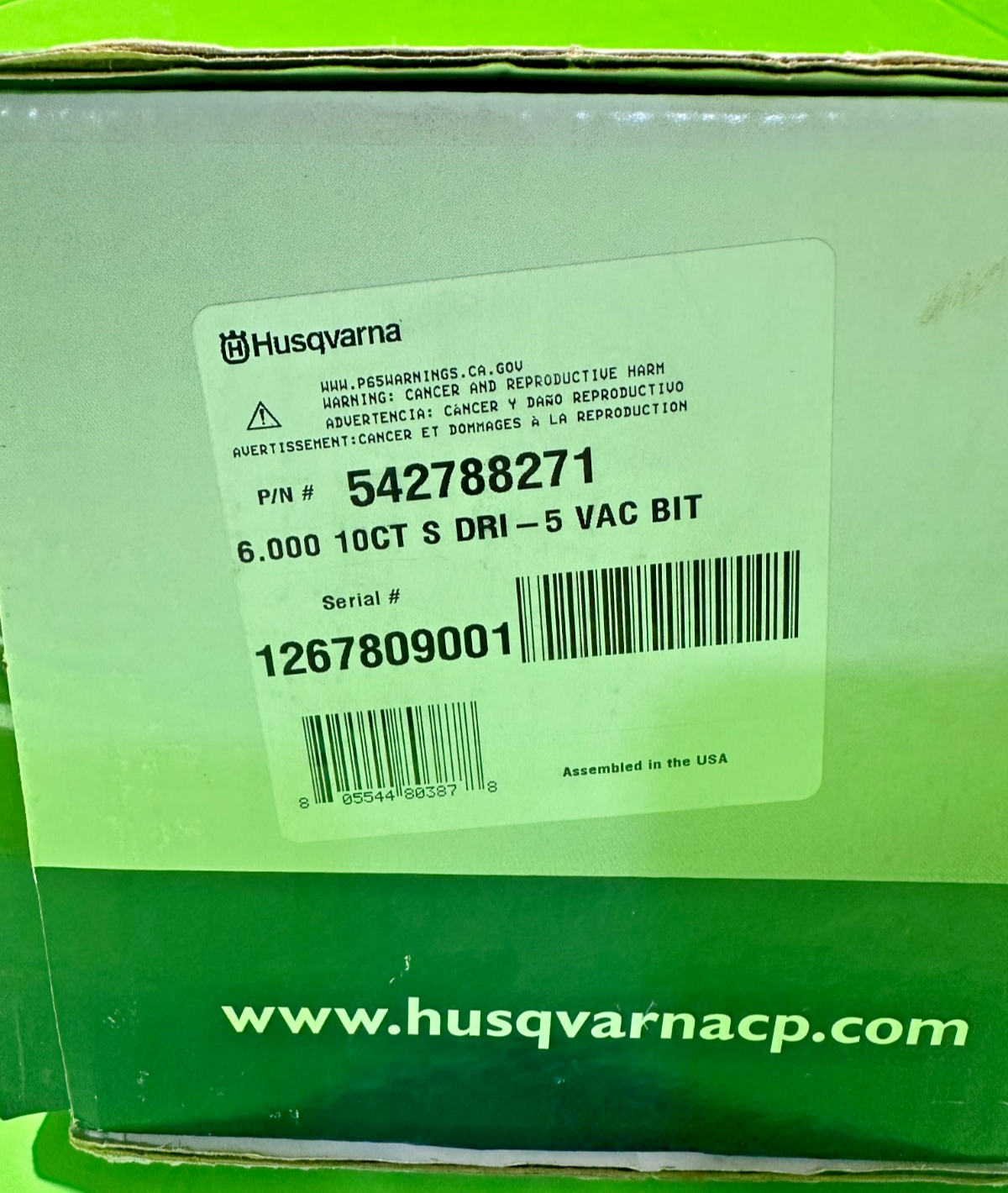 NEW OEM Husqvarna DRI-5 Vacuum Drill Bit 6.000 10CT S 5427882711
