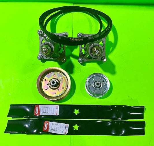 Sears Craftsman DYS 4500 42" Mower Deck Rebuild Kit Spindles Blades Belt Idlers0