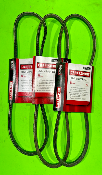 NEW OEM Craftsman 33361 Belt for 22 inch Lawn Mower 3 Pack (532196857, 196857)0