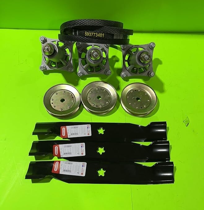 YTH2348 48" MOWER DECK PARTS REBUILD KIT SPINDLES PULLEYS BLADES BELT0
