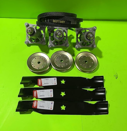 YTH2348 48" MOWER DECK PARTS REBUILD KIT SPINDLES PULLEYS BLADES BELT0