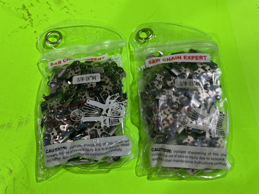 2 pk 24 Inch Chainsaw Chain For Stihl Husqvarna Full Chisel 3/8 Gauge .050" 84DL0