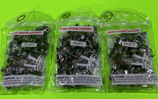 Chainsaw Chain for 20 Inch Bar .050 Gauge 3/8 Pitch 72DL Stihl Husqvarna 3 Pack0