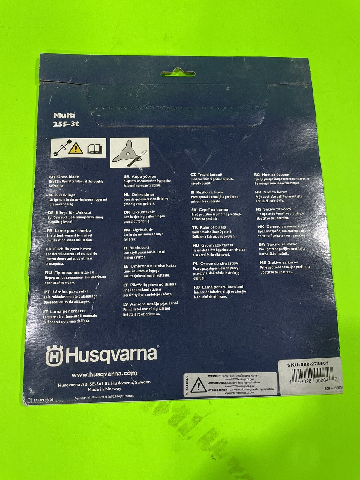 Genuine OEM Husqvarna 596278501 Brushcutter Blade Multi 255-3t1