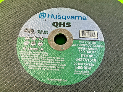 NEW Husqvarna Metal QHS-DI Green Blade 542751516 14" x 1/8" x 1" Iron Cutting1
