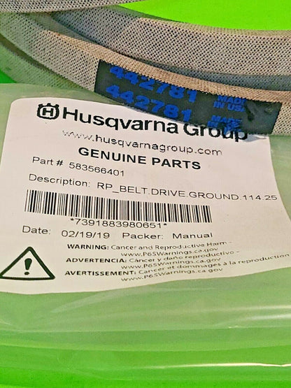 NEW OEM Husqvarna  Jonsered Transmission Drive Belt 532442781 583566401 4L1141