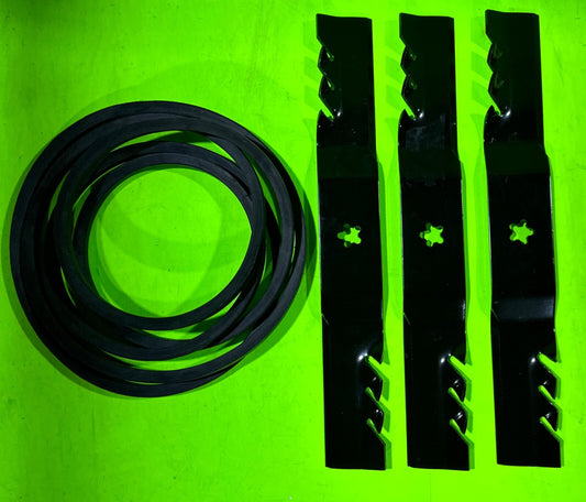3 Pk G3 95-605 Gator Blades & Belt Kit 54" Craftsman AYP 187256 187254 1961030