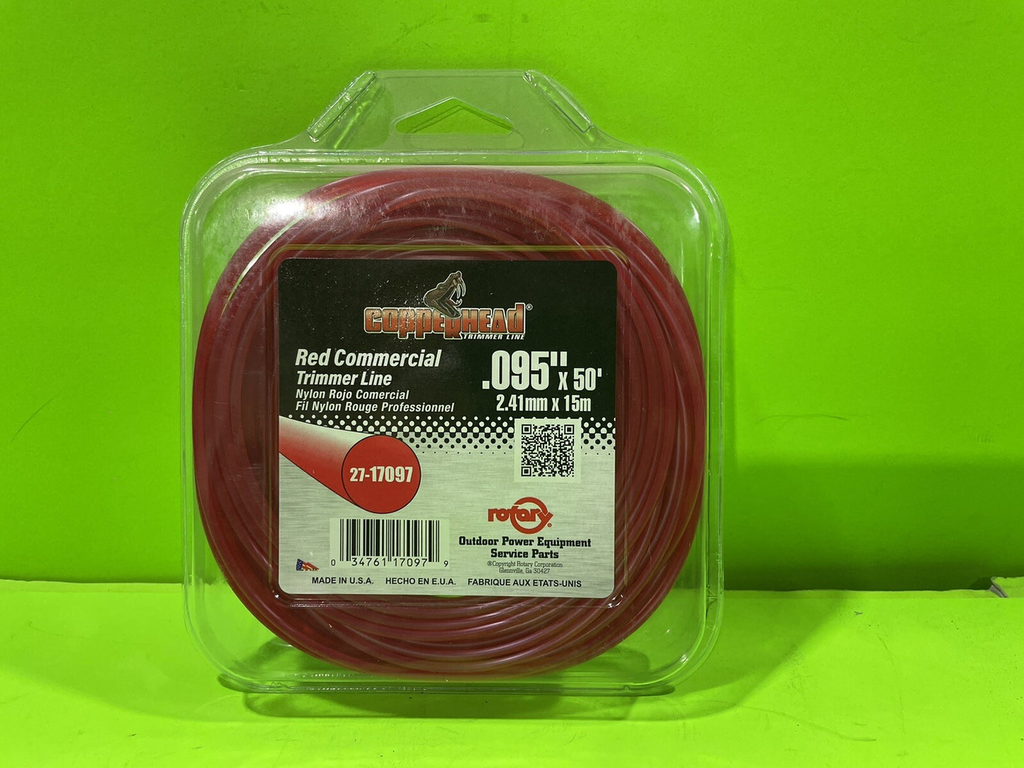 Copperhead 17097 Nylon Red Trimmer Line .095x500