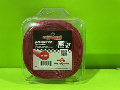 Copperhead 17097 Nylon Red Trimmer Line .095x500