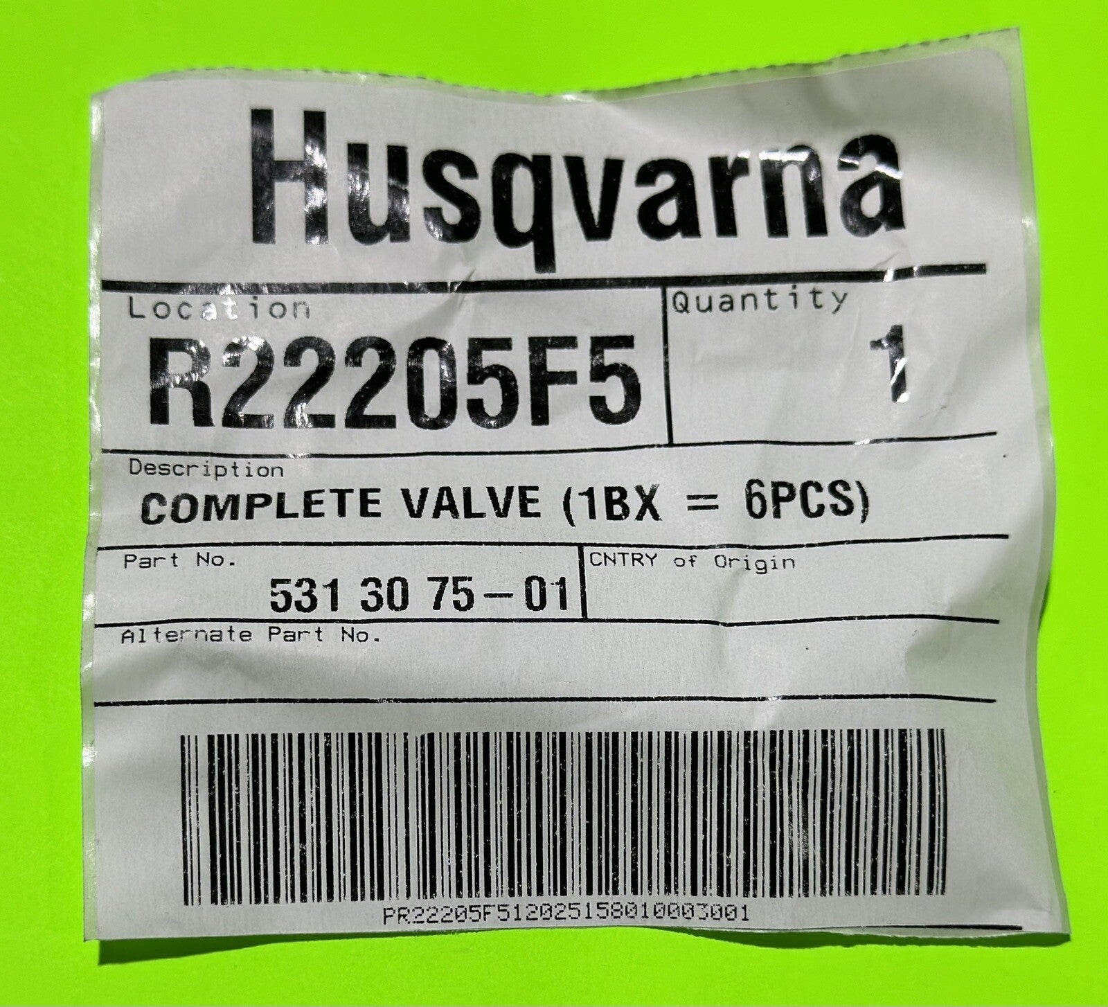 Genuine OEM Husqvarna 531307501 Complete Valve (1Bx = 6Pcs) For Pressure Washer2