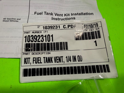 Genuine Club Car Fuel Tank Vent Kit 103923101 1/4" OD1