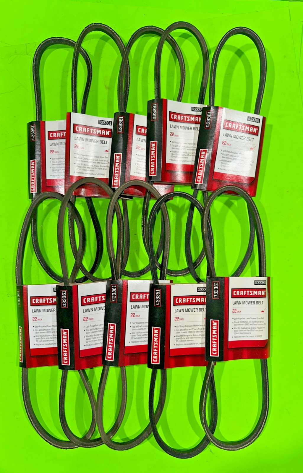 NEW OEM Craftsman 33361 Belt for 22 inch Lawn Mower 10 Pack (532196857, 196857)0