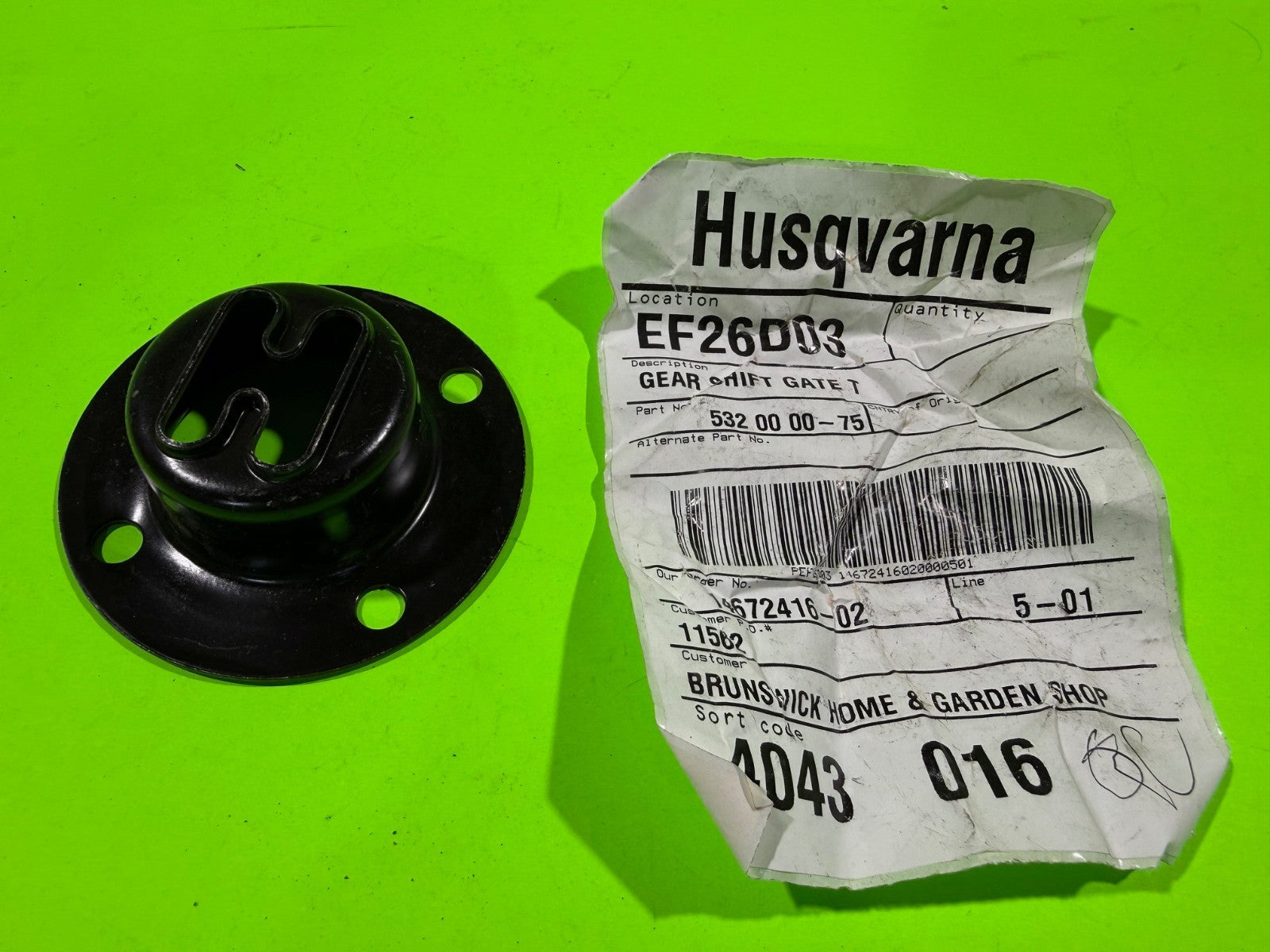 NEW Genuine OEM Husqvarna 532000075 Gear Shaft Gate T GT180 GT190 GT200 GT2254 +0