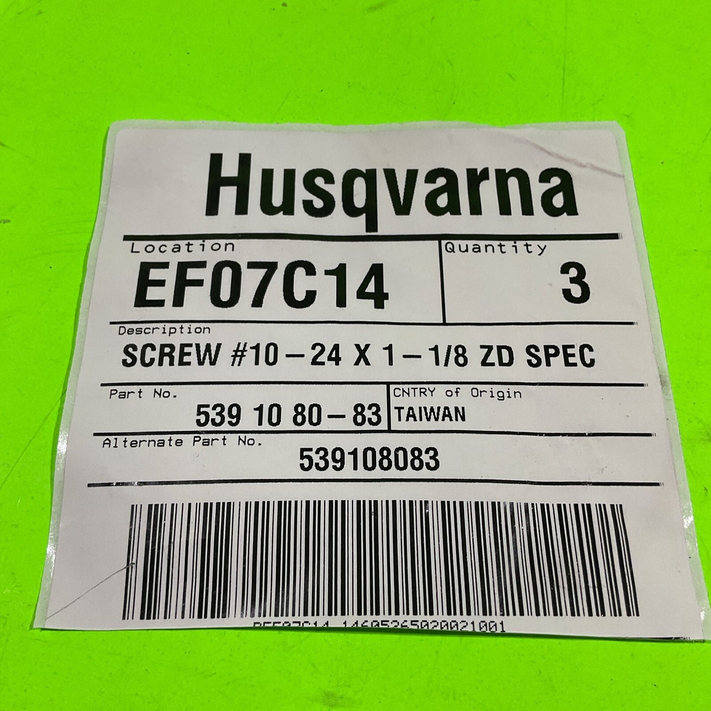3PK Genuine OEM Husqvarna 539108083 Screws #10-24 x 1-1/18 For Grass Catcher1