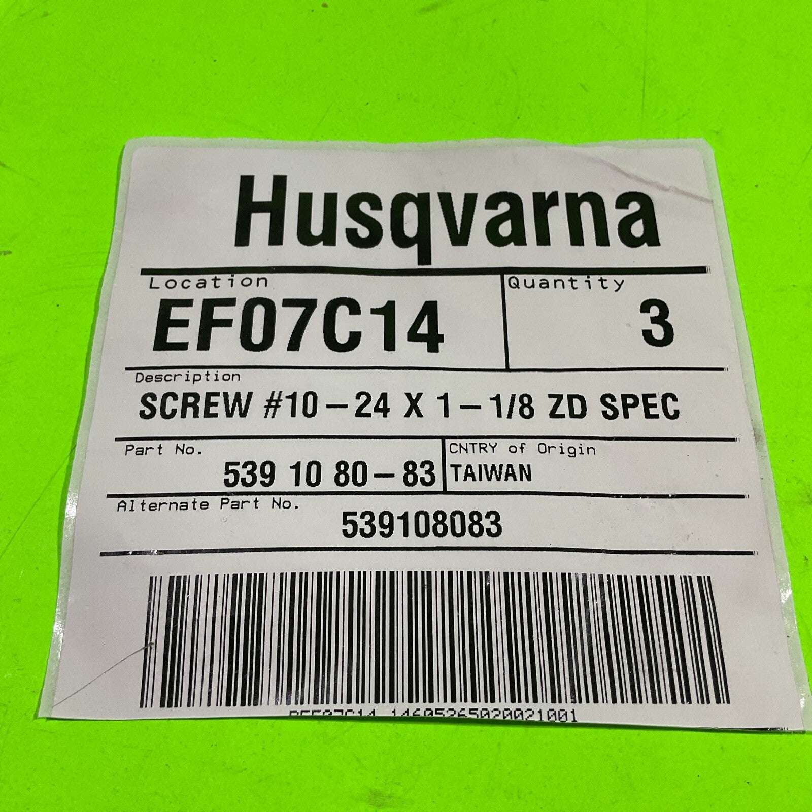 3PK Genuine OEM Husqvarna 539108083 Screws #10-24 x 1-1/18 For Grass Catcher1