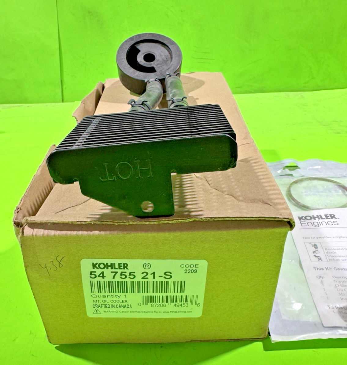 Genuine Kohler 54 755 21-S Oil Cooler Kit CH730S CH22S CH20S CH23GS CH22QS2