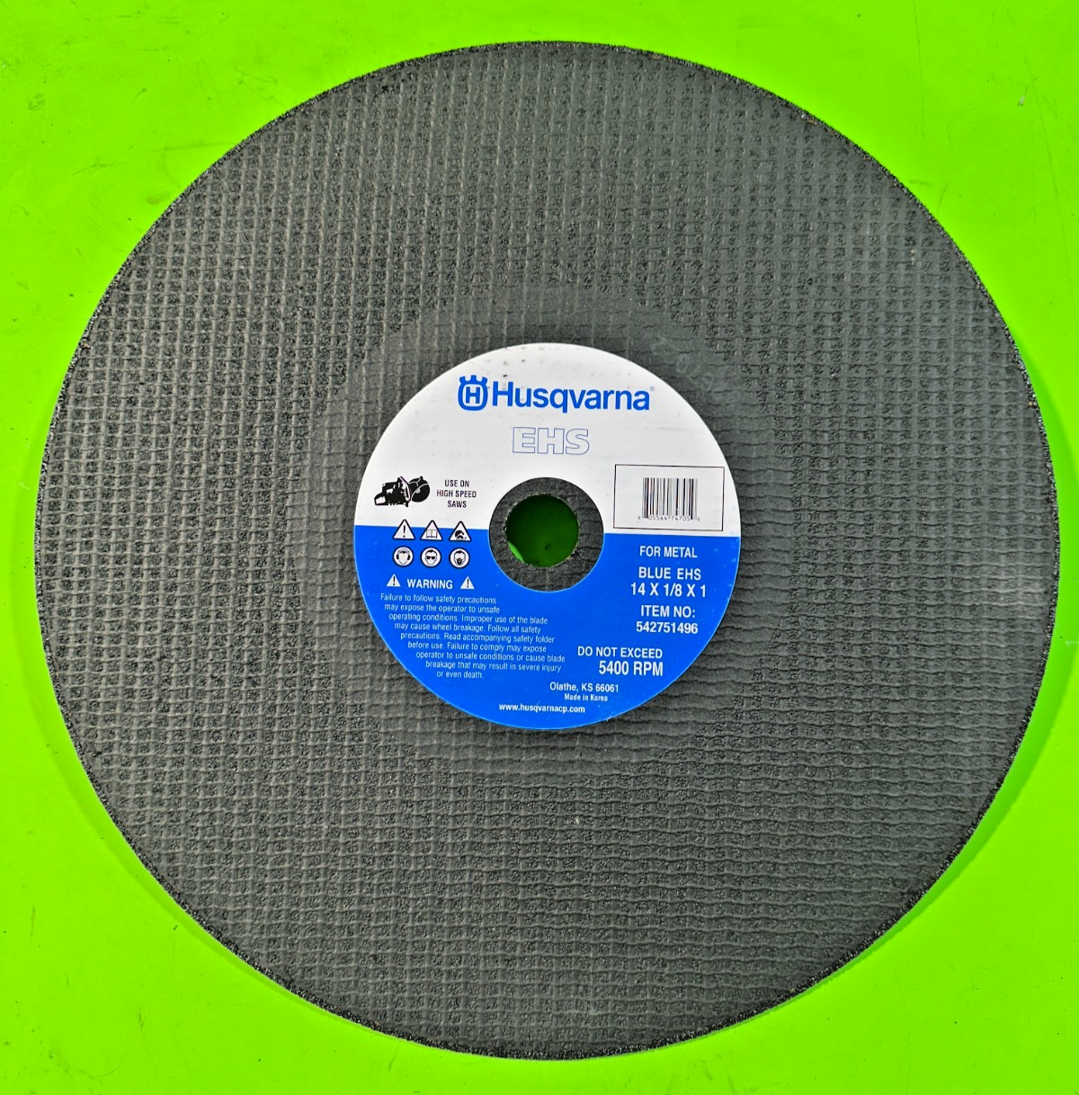 NEW Husqvarna Blue EHS Blade 542751496 14" x 1/8" x 1" Metal Cutting Wheel0