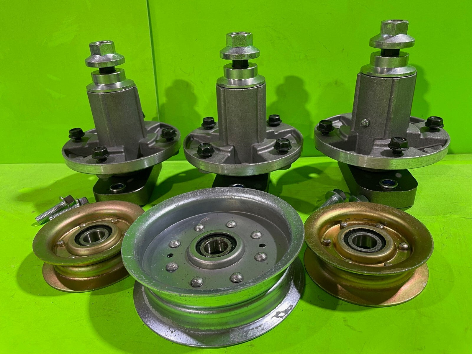 John Deere L120 L130 48" Mower Deck Spindles and Idler Pulleys5