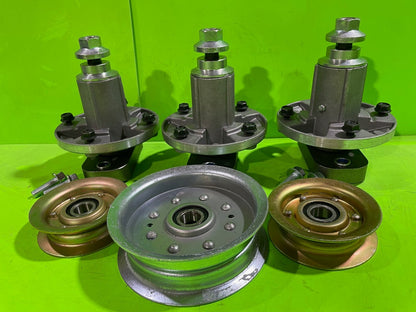 John Deere L120 L130 48" Mower Deck Spindles and Idler Pulleys5