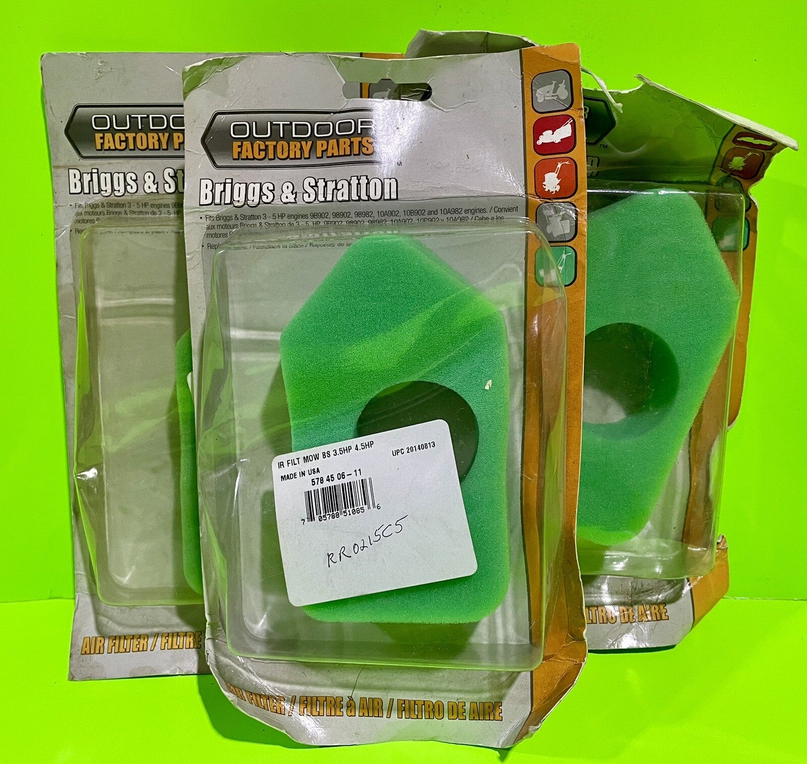 3 Pack of Briggs & Stratton 578450611 Mower Air Filters0