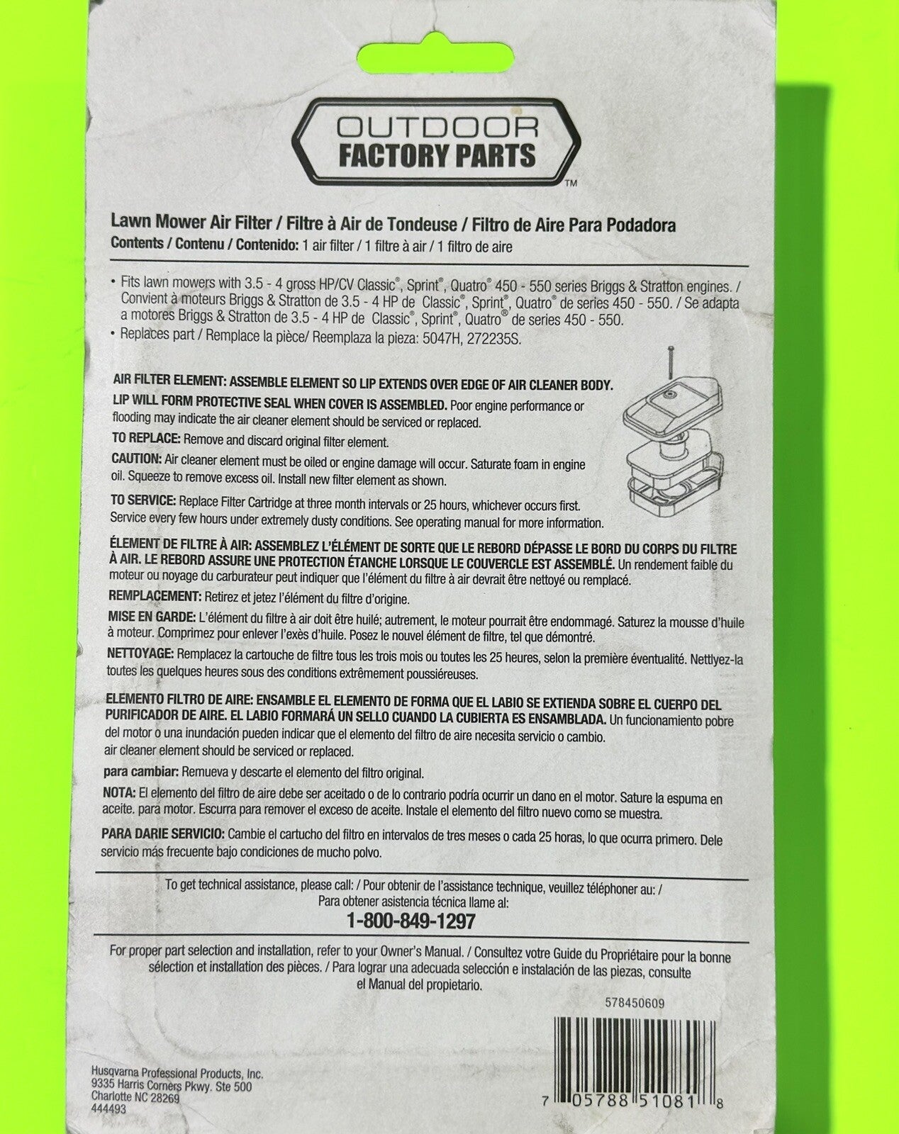 2PK Briggs & Stratton Lawn Mower Air Filter  Toro 272235S 5784506094