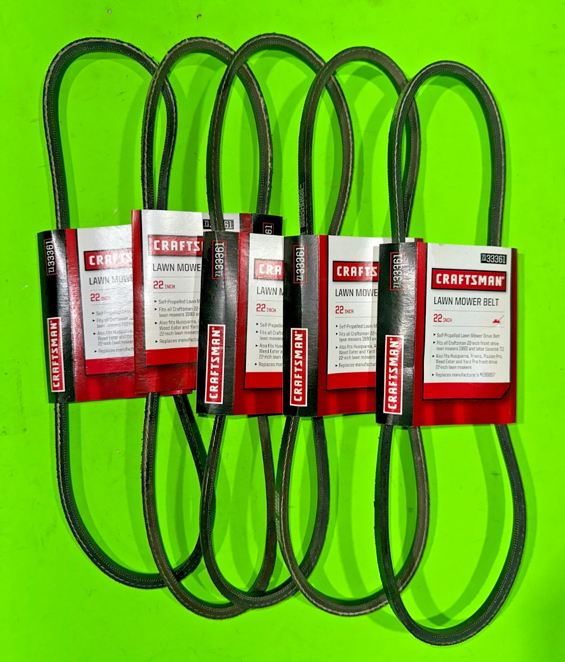 NEW OEM Craftsman 33361 Belt for 22 inch Lawn Mower 5 Pack (532196857, 196857)0