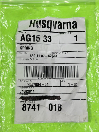 NEW OEM Husqvarna 596482001 Deck Spring Repl 539118762 Fits Jonsered Z46R5