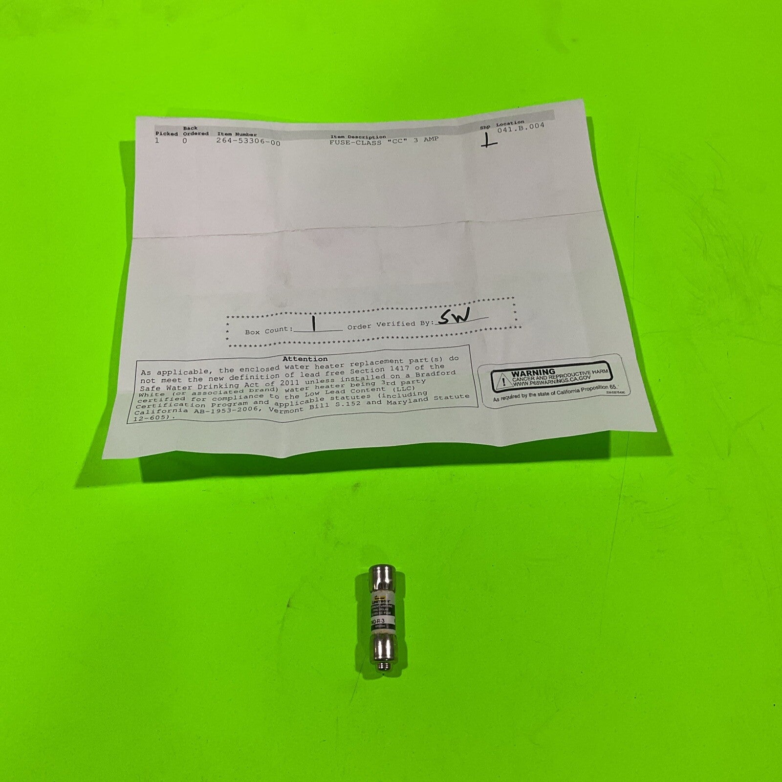 Bradford White 3 Amp Class CC Fuse 264-53306-00 For Water Heaters2