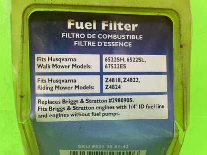 3 Pack of Genuine Husqvarna 531308142, 298090S Fuel Filters3