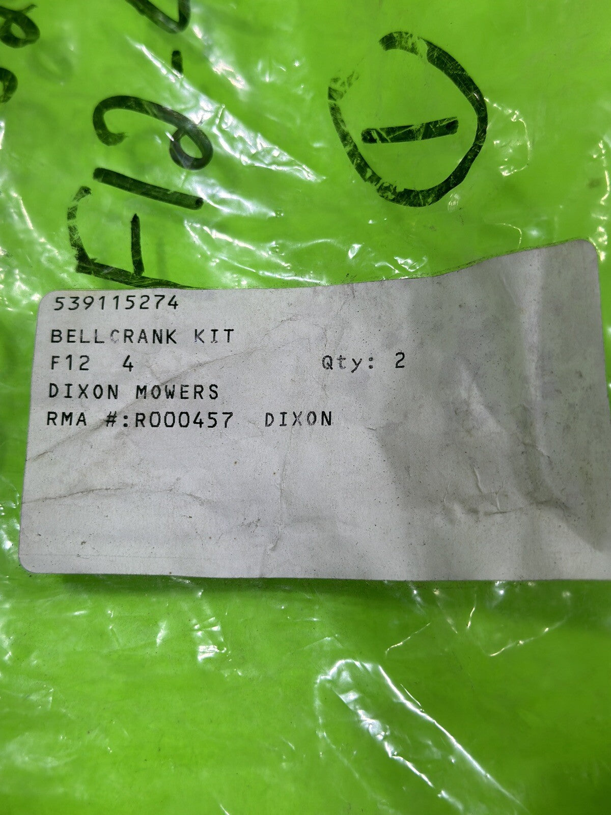 Genuine OEM Dixon 539115274 Bell Crank Kit Husqvarna ZTR Zero Turn 16365