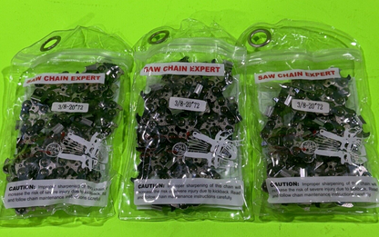 3 Pack 20" Full Chisel Chainsaw Chain for Husqvarna 455 Rancher - 3/8" .050" 72 0