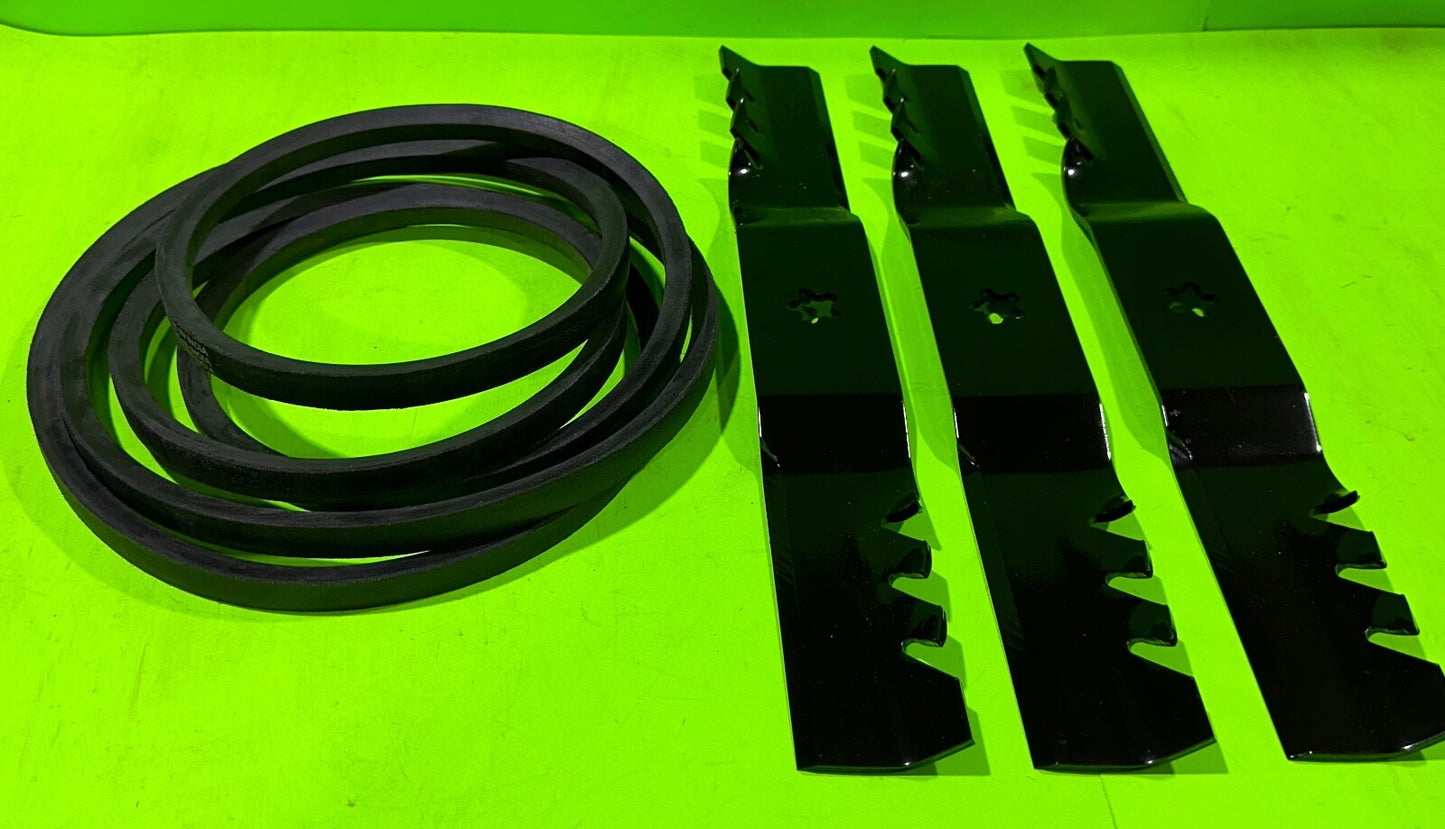 3 Pk G3 95-605 Gator Blades & Belt Kit 54" Craftsman AYP 187256 187254 1961031