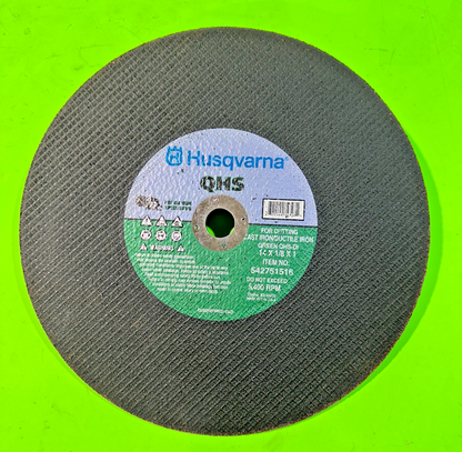 NEW Husqvarna Metal QHS-DI Green Blade 542751516 14" x 1/8" x 1" Iron Cutting0