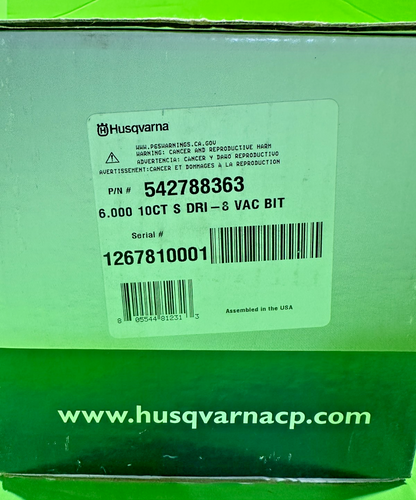 NEW OEM Husqvarna DRI-8 Vacuum Drill Bit 6.000 10CT S 5427883632