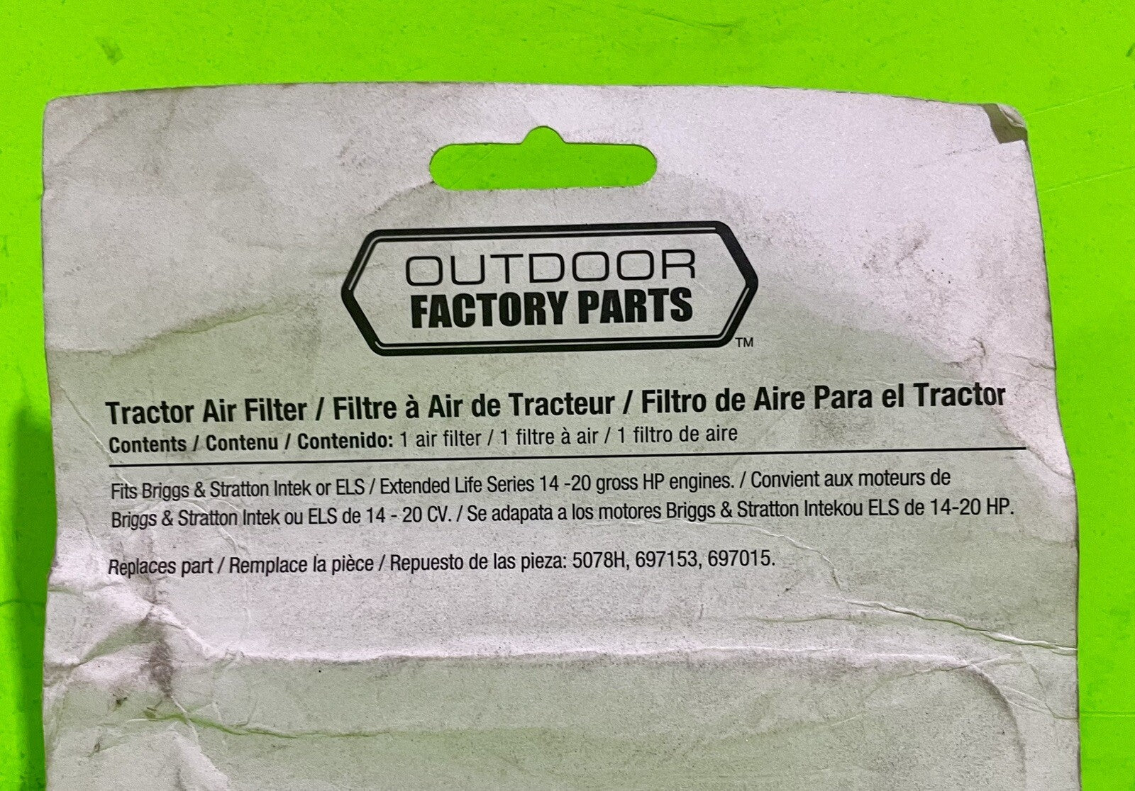 Outdoor Factory Parts 578451213 Air Filter Fits Briggs & Stratton1
