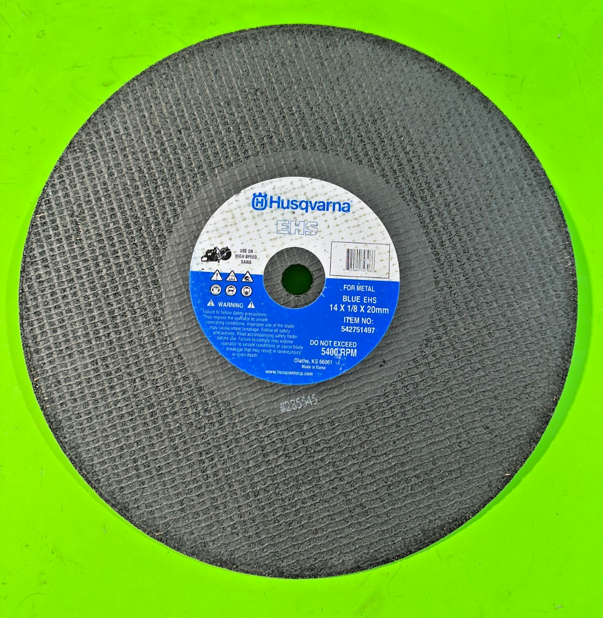 NEW Husqvarna Blue EHS Blade 542751497 14" x 1/8" x 20mm Metal Cutting3