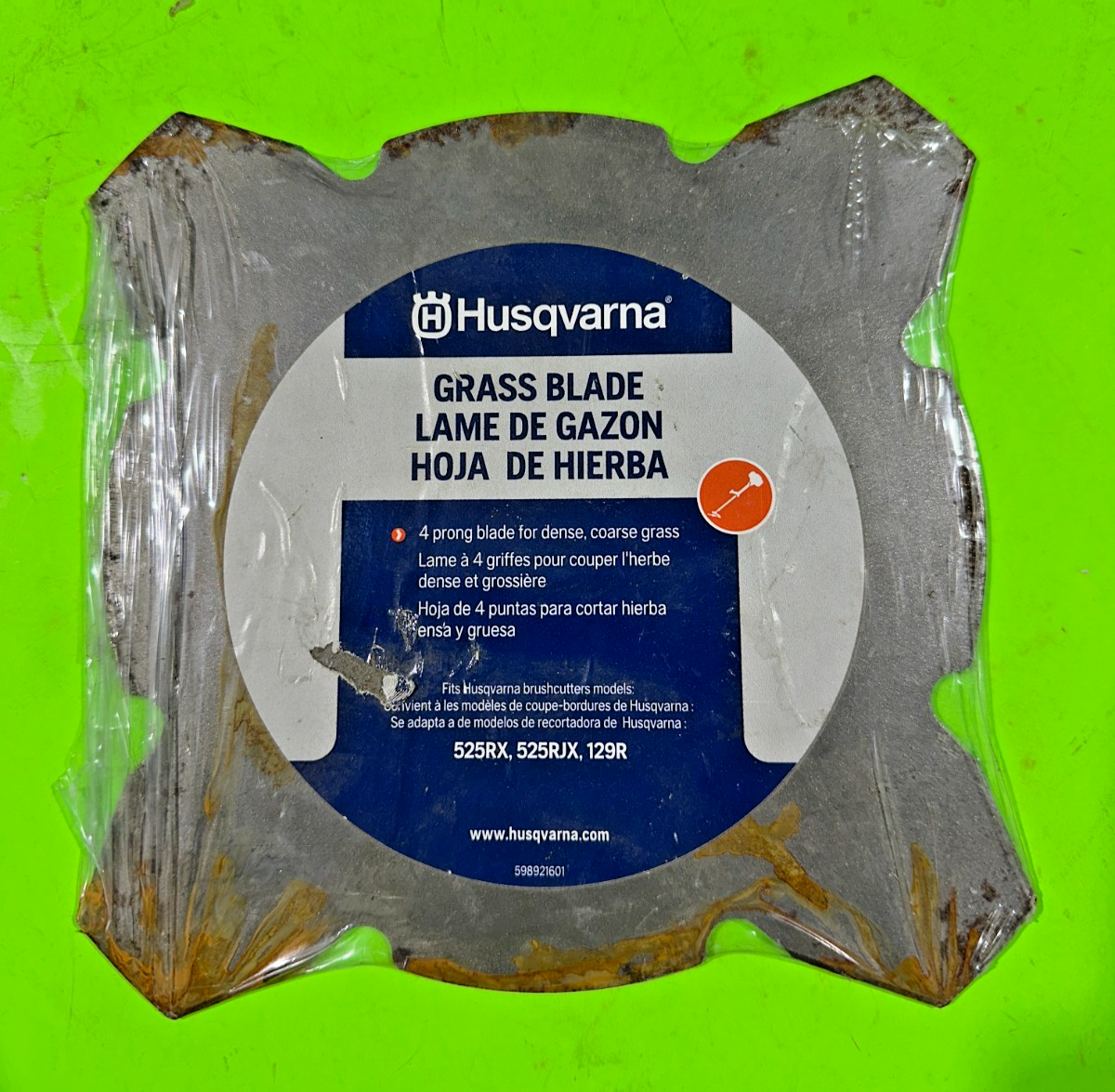 NEW Open Box Genuine Husqvarna 598921601 Grass Blade – OEM (Light Surface Rust)1