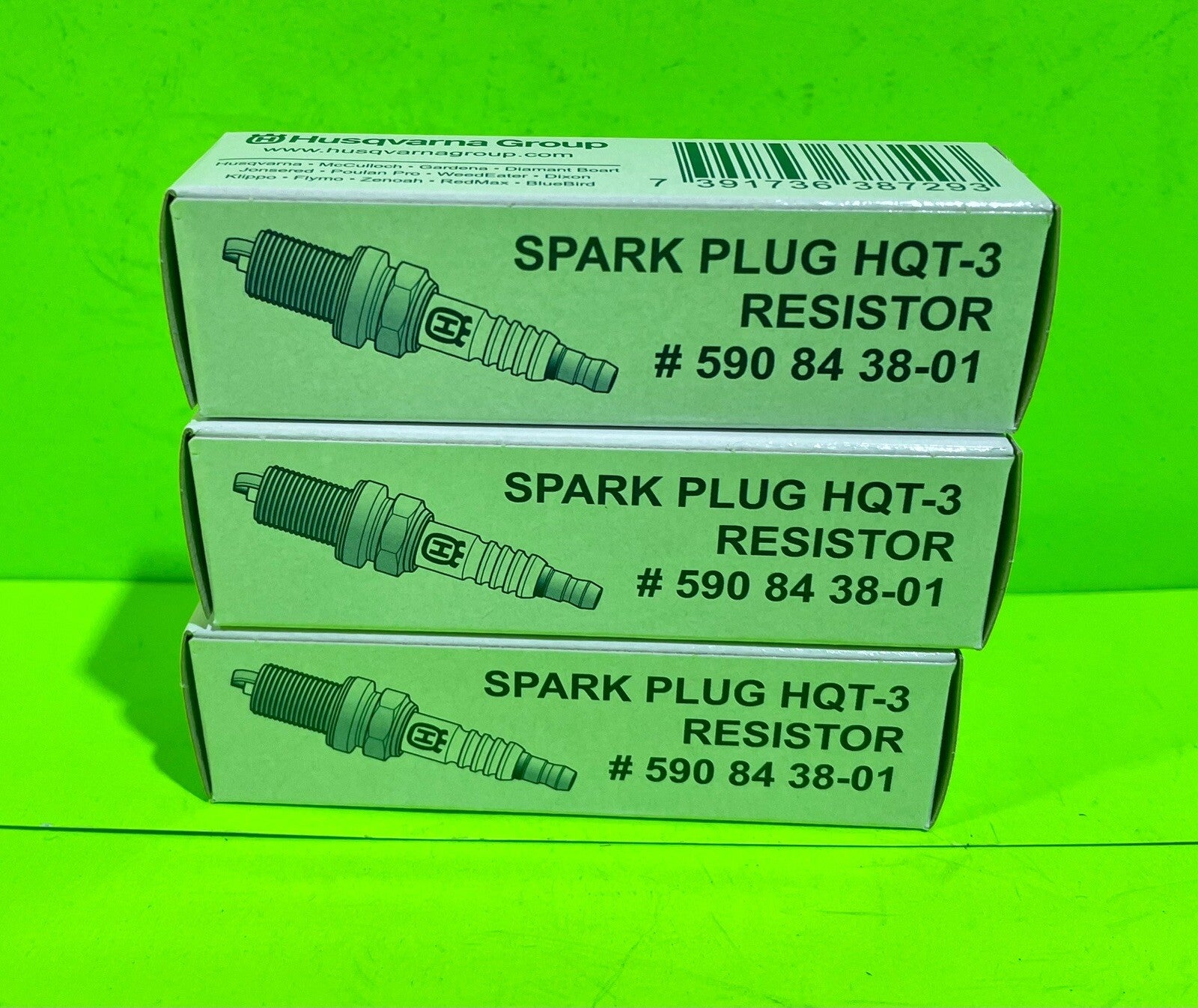 Genuine Husqvarna Spark Plug HQT-3 Resistor 590843801 OEM fits RZ7C CMR6H 3 pack0