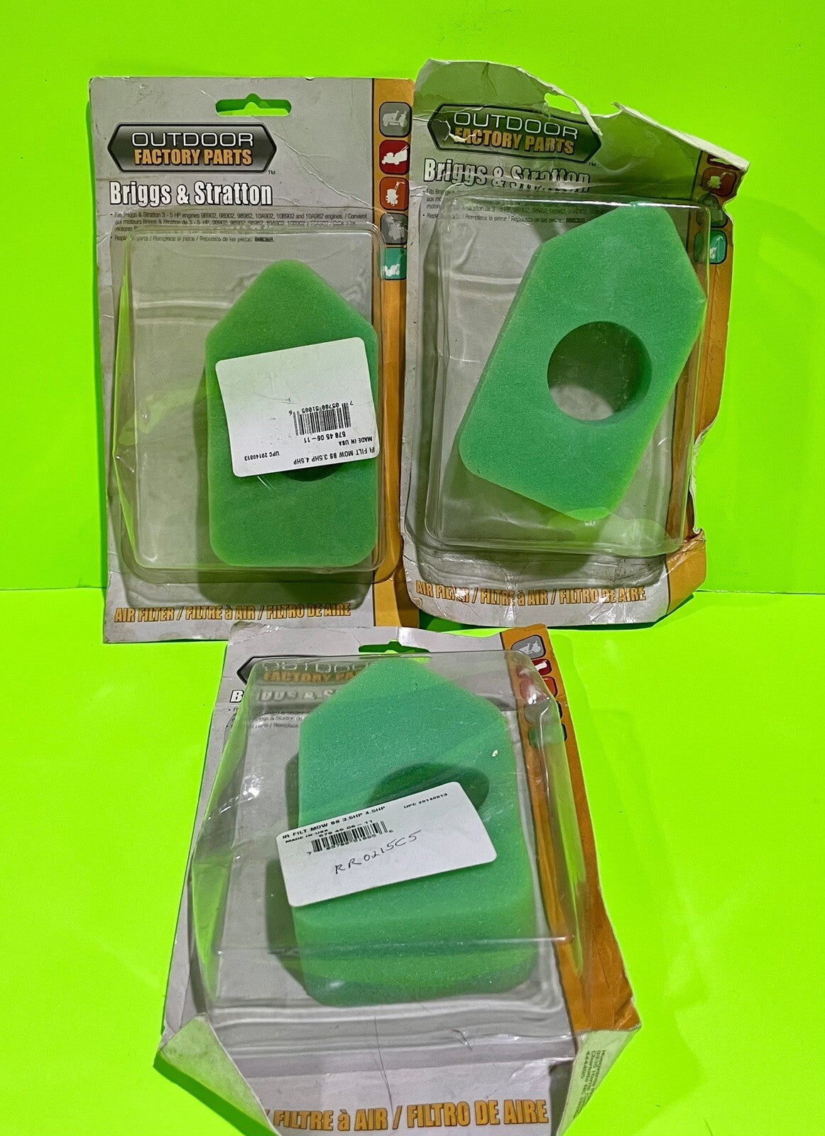 3 Pack of Briggs & Stratton 578450611 Mower Air Filters1
