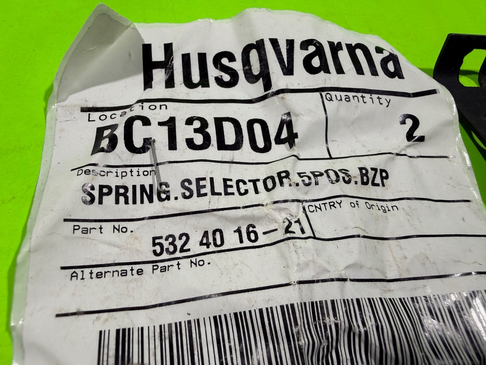 2 pk Genuine OEM Husqvarna 532401621 Selector Spring 5POS1