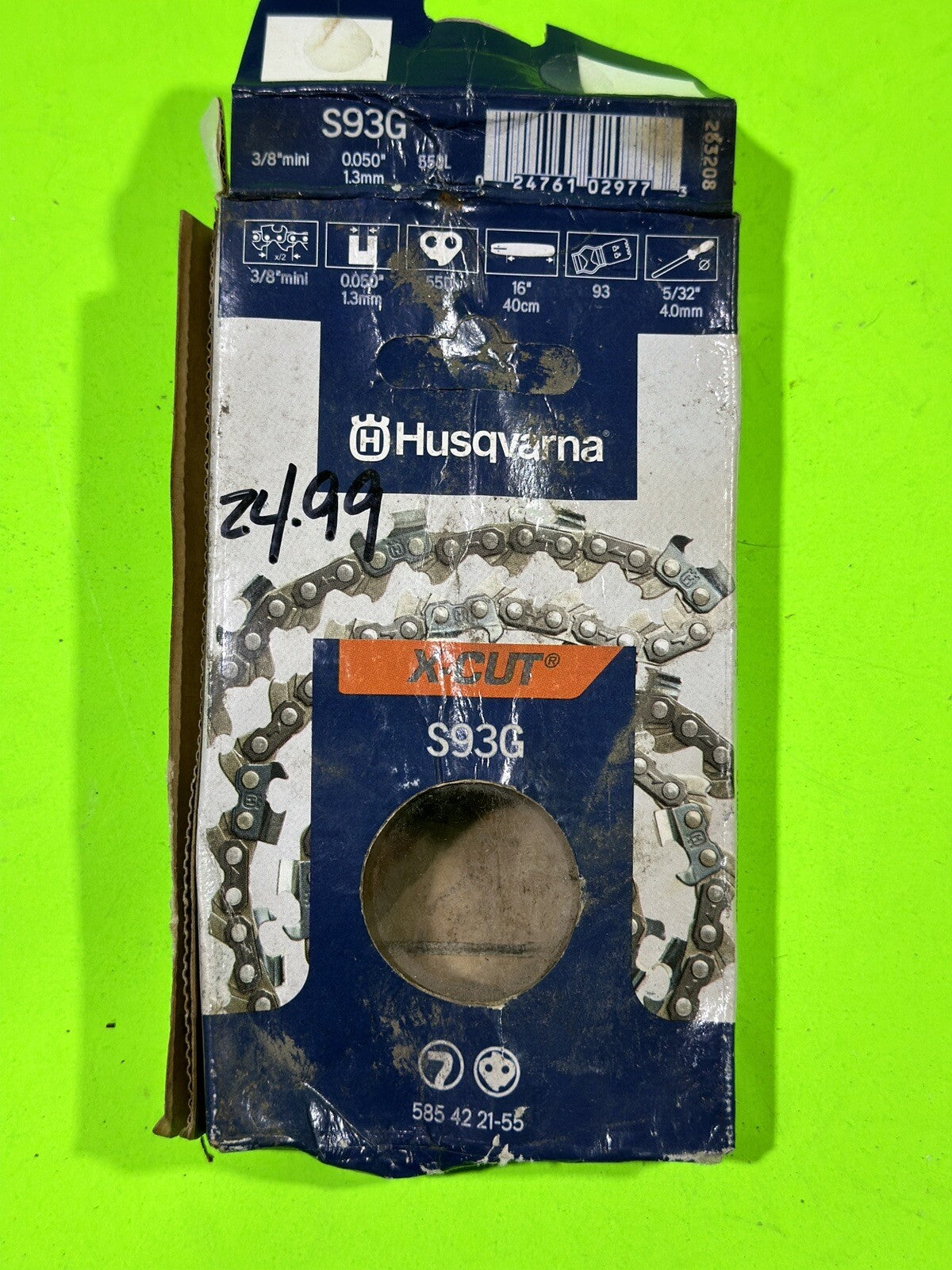 Genuine OEM Husqvarna X-CUT 585422155 S93G 3/8" mini .050" 55DL 16"3