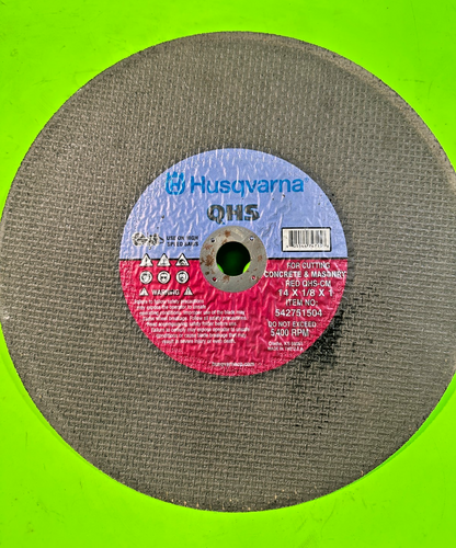 NEW OEM Husqvarna Masonry/Concrete Red QHS-CM Blade 542751504 14" x 1/8" x 1"0