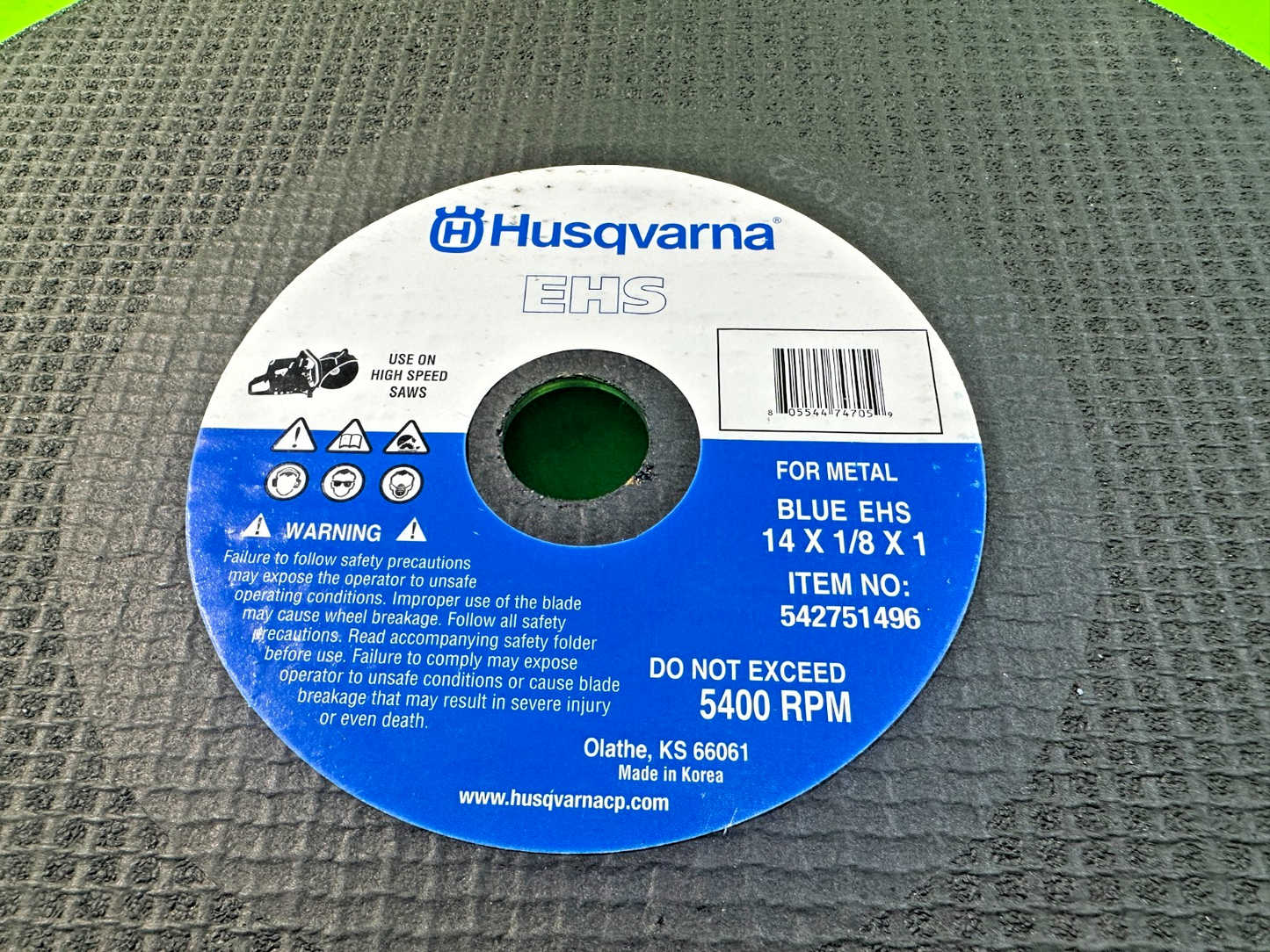 NEW Husqvarna Blue EHS Blade 542751496 14" x 1/8" x 1" Metal Cutting Wheel1