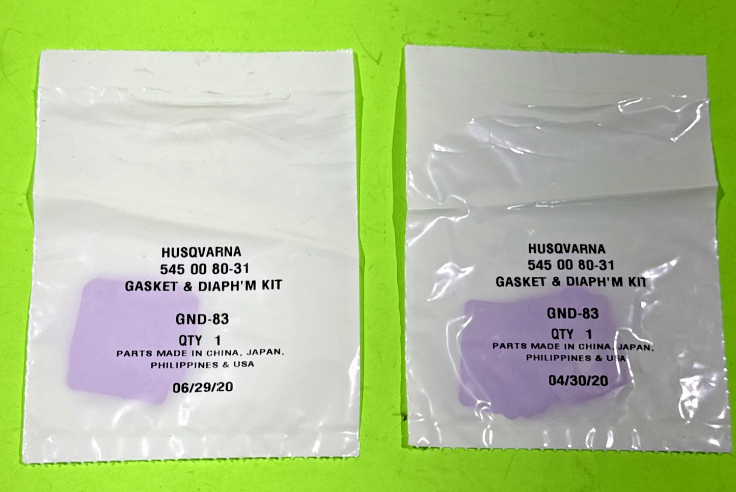 2 Pack OEM Zama GND-83 Husqvarna 545008031 Carburetor Gasket Kit 235E 236E 240E0