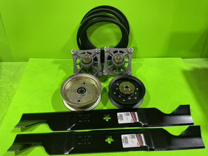 46" RZ4623 LAWN MOWER DECK REBUILD KIT SPINDLES BELT BLADES PULLEYS0