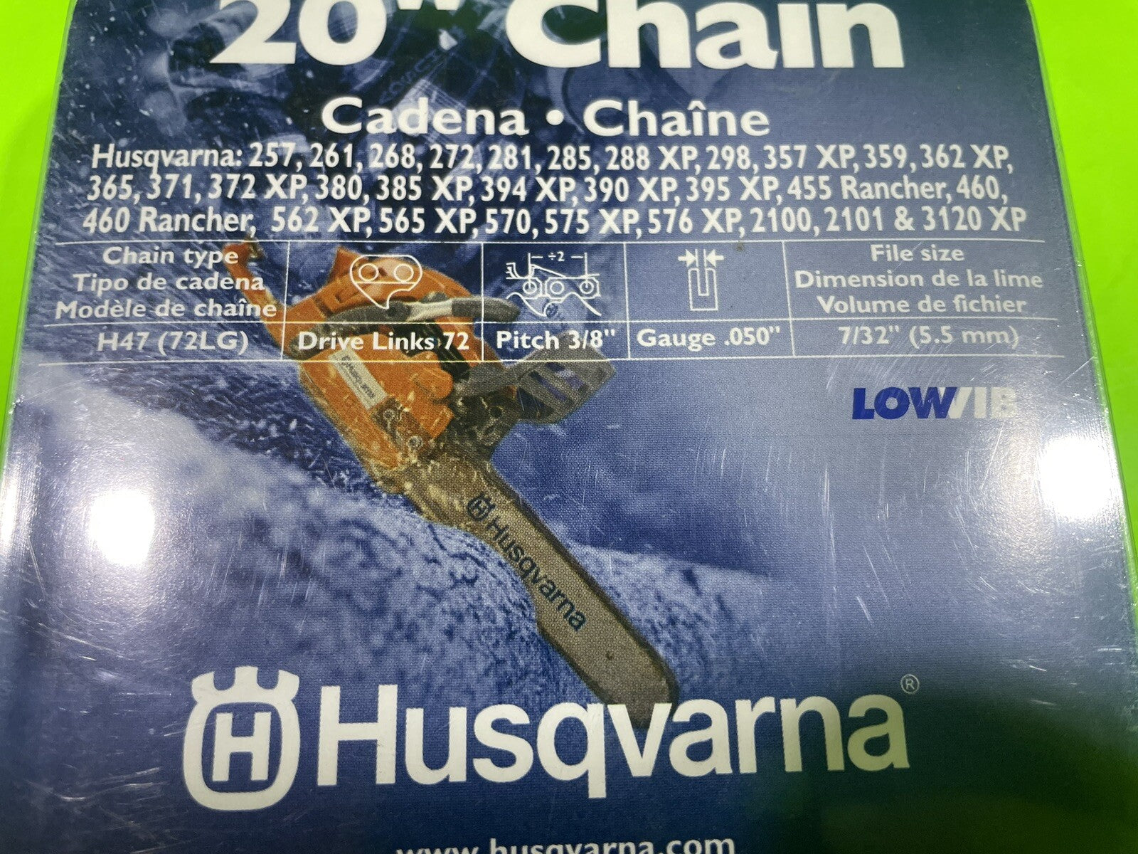 Genuine OEM Husqvarna 531300555 20" Saw Chain H47 072G 3/8" .050"2