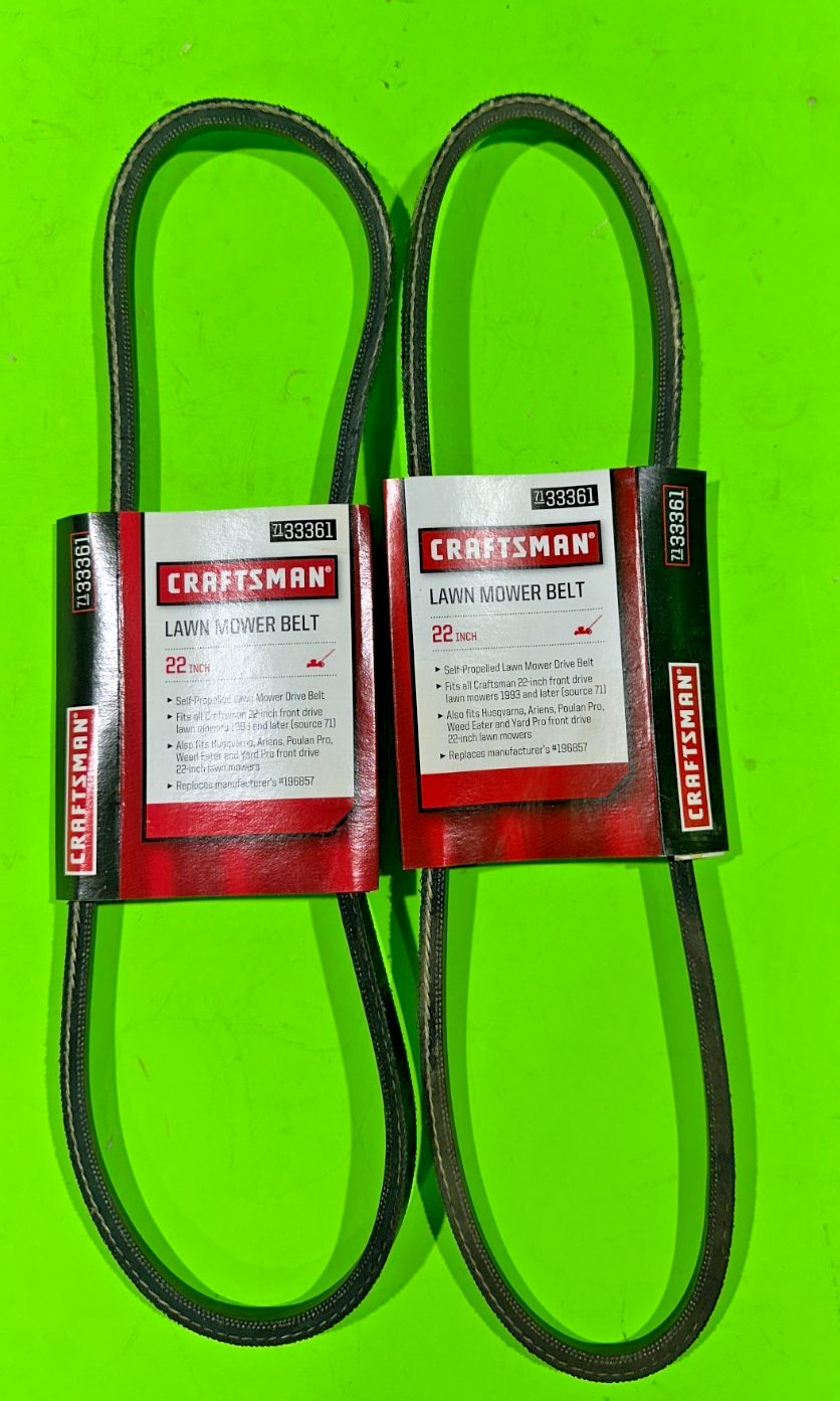 NEW OEM Craftsman 33361 Belt for 22 inch Lawn Mower 2 Pack (532196857, 196857)0